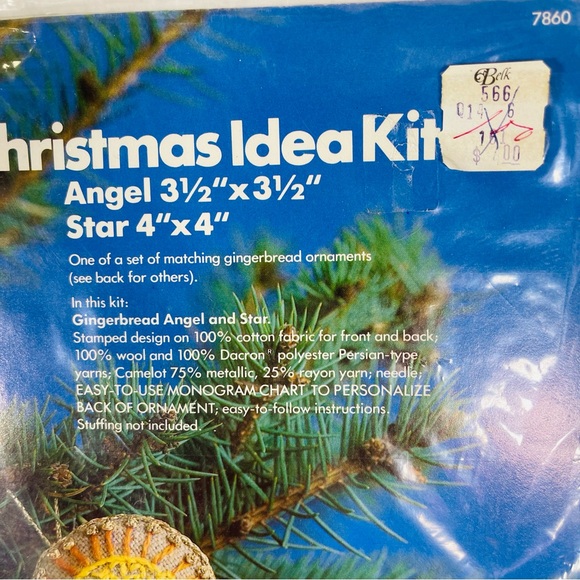 Vintage 1978 Crewel kit Christmas ornaments Angel and Star #7860 Columbia miner - Picture 4 of 10